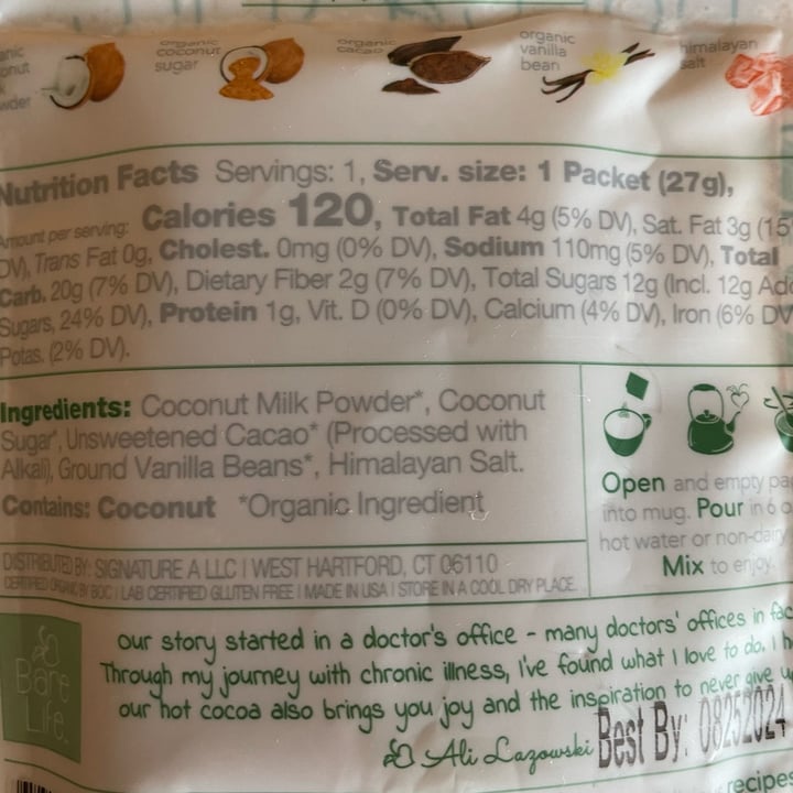 photo of Bare Life Coconut Hot Cocoa Mix shared by @veggietable on  04 Feb 2024 - review