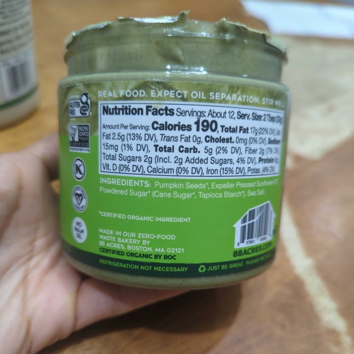 photo of 88 Acres Pumpkin Seed Butter Jar shared by @acyclingmom on  30 Jan 2024 - review