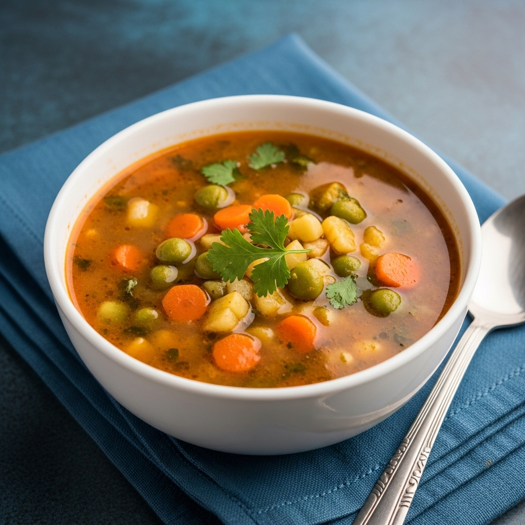 Finished Bowl of Indian Vegetable Soup