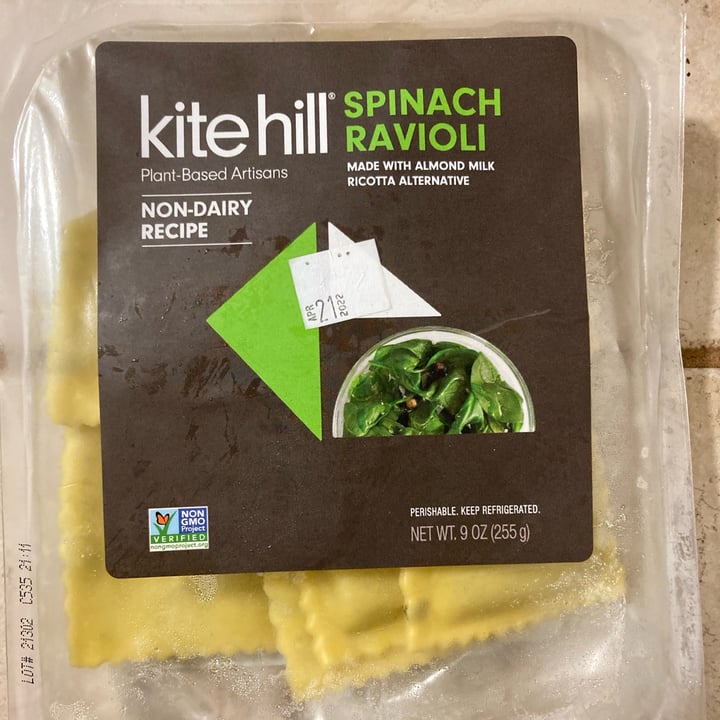 photo of Kite Hill Spinach Ravioli with Almond Milk Ricotta Alternative shared by @charityslade19 on  15 Feb 2024 - review