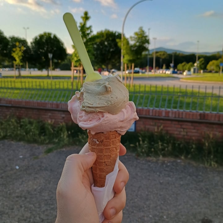 photo of DISTE gelateria artigianale Cono Gelato Gusto Arancia Rossa E Pistacchio shared by @geb on  19 May 2025 - review