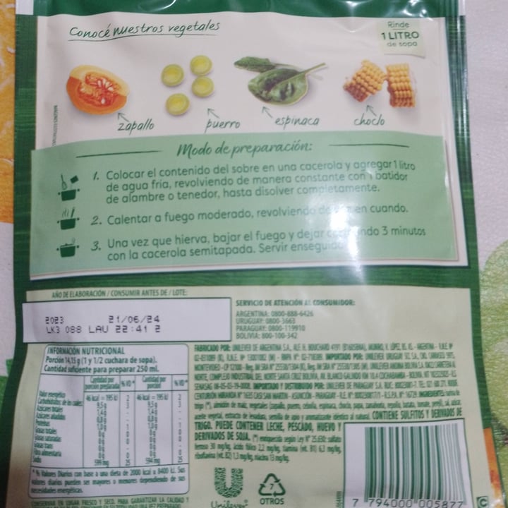 photo of Knorr sopa crema de vegetales shared by @vegananivel5 on  11 Oct 2023 - review