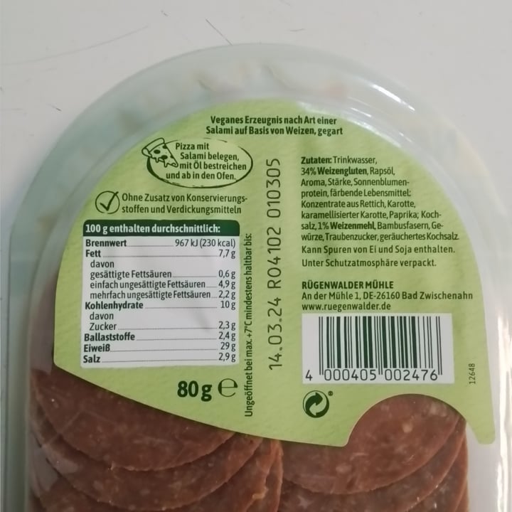 photo of Rügenwalder Mühle vegane mühlen salami feinschmecker art shared by @thegermantrashpanda on  22 Feb 2024 - review