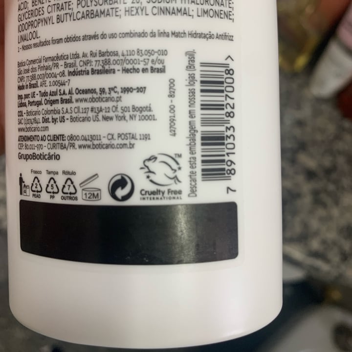 photo of O Boticário Shampoo Match Hidratação Antifrizz shared by @giselevescio on  22 Aug 2023 - review