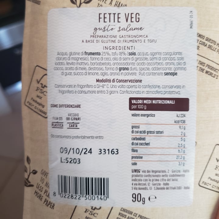 photo of is veg Fette Veg - Gusto Salame shared by @tercorb on  27 Jul 2024 - review
