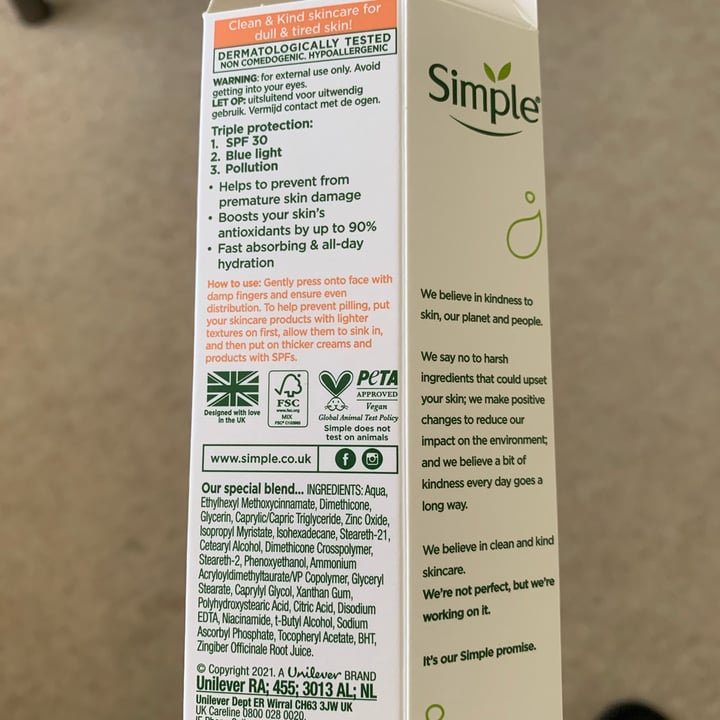 photo of Simple Protect N Glow Triple Protect Moisturiser shared by @cieffe18 on  09 Mar 2024 - review