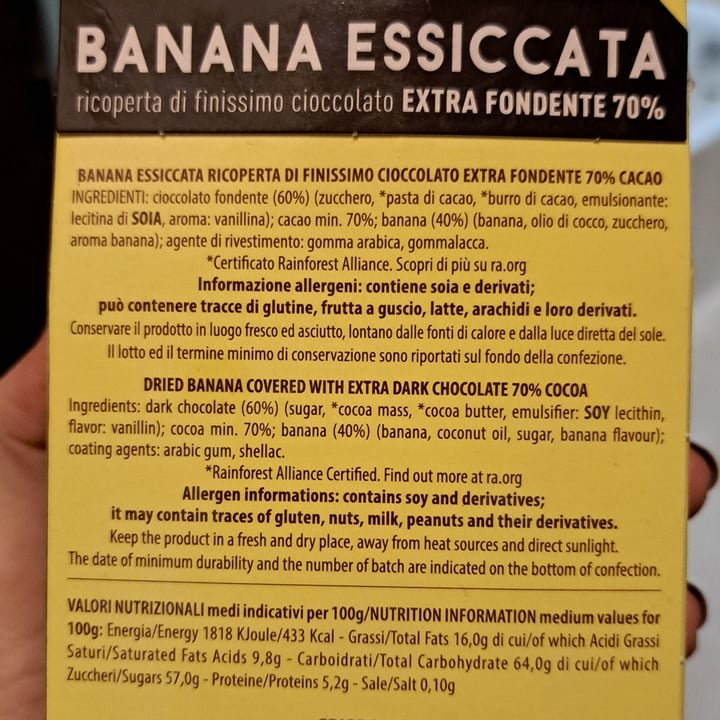 photo of Confetti crispo BANANA ESSICCATA ricoperta di finissimo cioccolato EXTRA FONDENTE 70% shared by @camyveg on  21 Nov 2024 - review