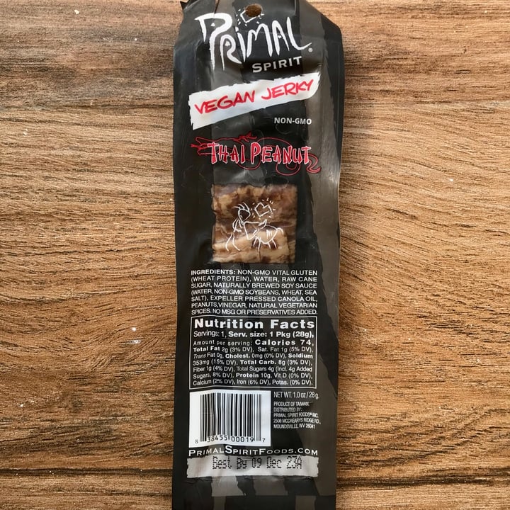 photo of Primal Spirit Vegan Jerky Thai peanut shared by @veganniran on  26 Dec 2022 - review