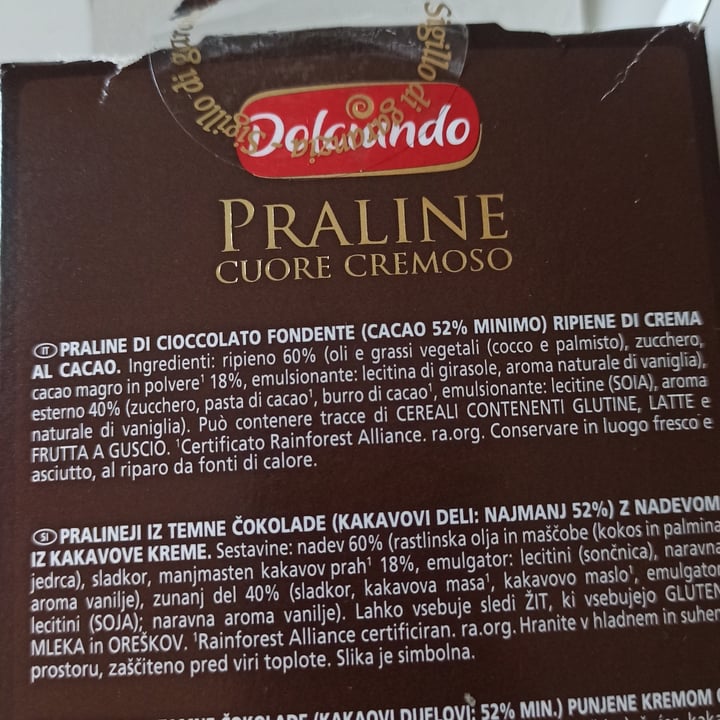 photo of Dolciando Praline cuore cremoso fondenti shared by @veganfoodcorner on  05 Mar 2023 - review