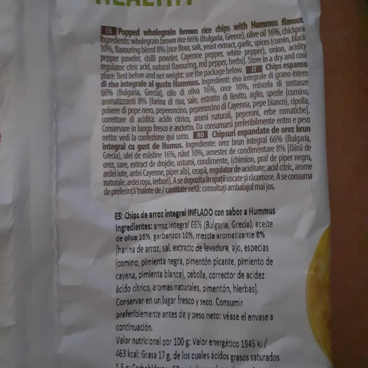 photo of nuhealth Rice Up Popped Brown Rice Chips Hummus shared by @anev on  29 Jul 2023 - review