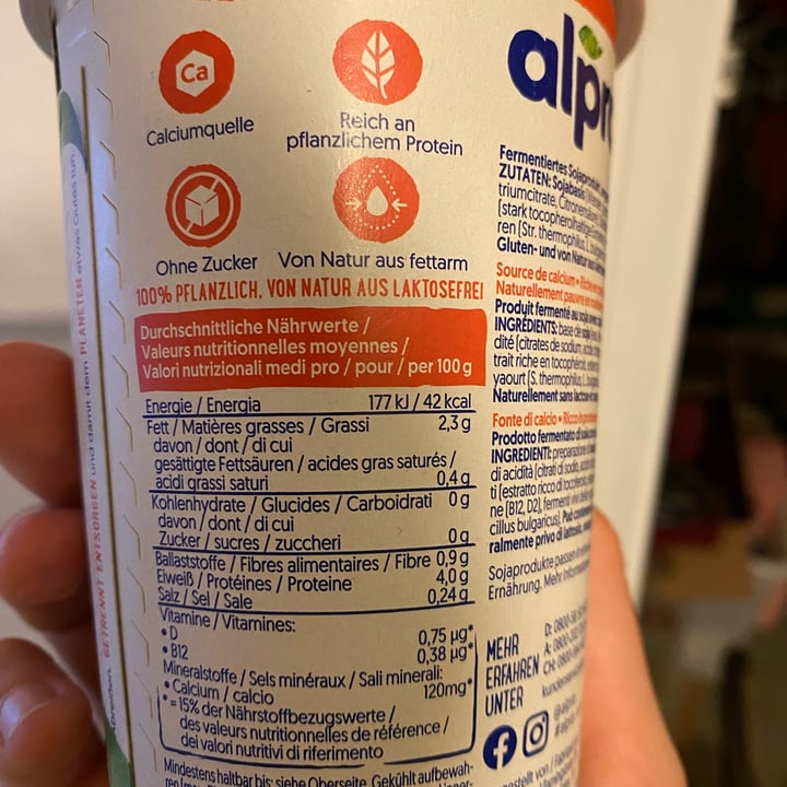 photo of Alpro Joghurt Natur shared by @andreherrmann on  11 Feb 2023 - review