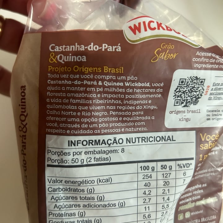 photo of Wickbold pão integral castanha do Pará & Quinoa Pão Integral vegano Wickbold shared by @polianacristo on  18 Apr 2023 - review
