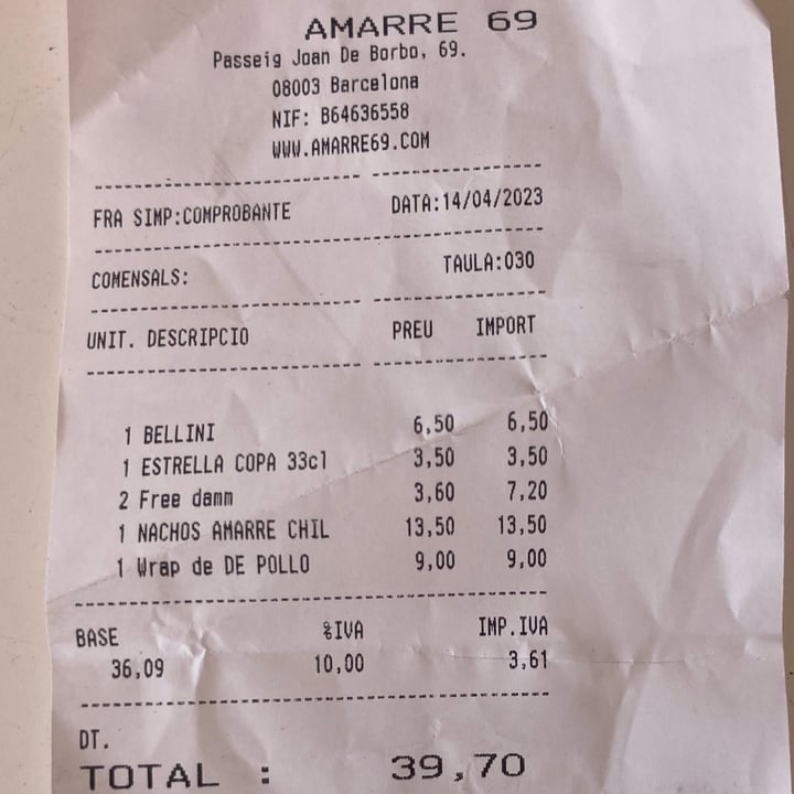 photo of Amarre 69 wrap de pollo shared by @asiayportia on  21 Apr 2023 - review