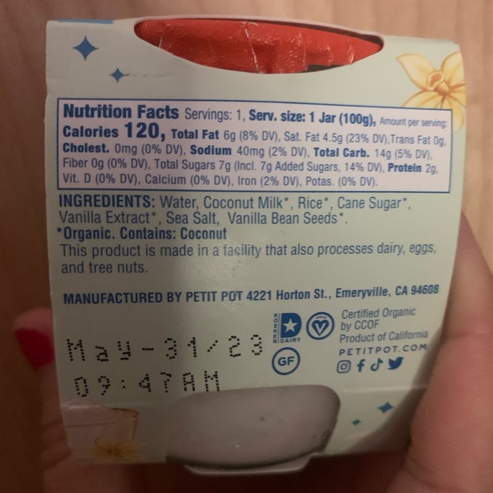 photo of Petit Pot Vanilla organic rice pudding shared by @sustainablesam on  23 Jul 2023 - review