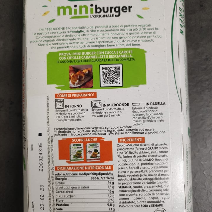 photo of Kioene mini burger carota e zucca shared by @ilmirko on  03 Mar 2023 - review
