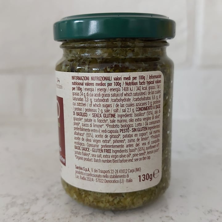 photo of Sarchio pesto biologico senza formaggio semza aglio senza glutine shared by @veraviglie on  22 Jul 2023 - review