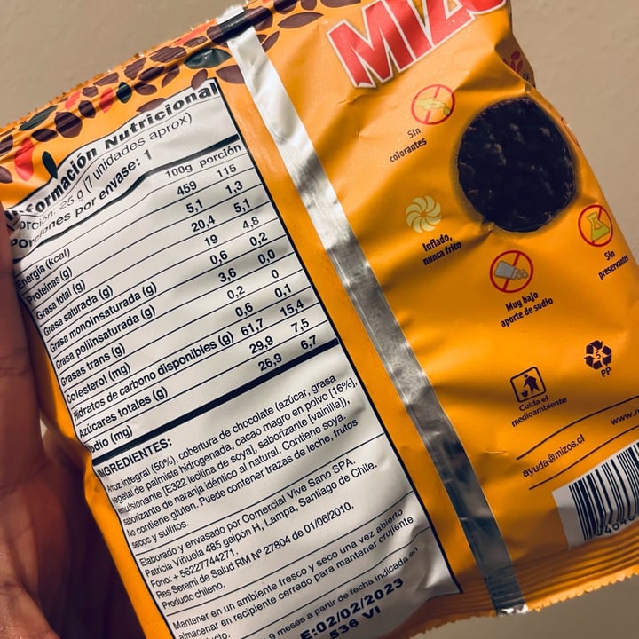 photo of Mizos Galletas De Arroz Cubierta De Chocolate Y Naranja shared by @paulinaleonm on  26 Mar 2023 - review