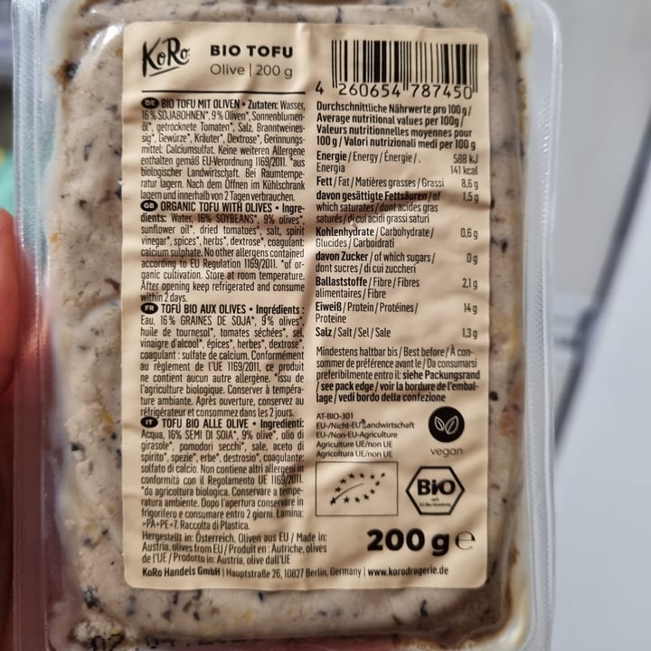 photo of Koro Bio Tofu Olive shared by @francy82 on  14 Apr 2023 - review