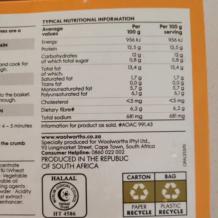 photo of Woolworths Food crumbed savoury soya Portions shared by @simonel on  27 Apr 2023 - review