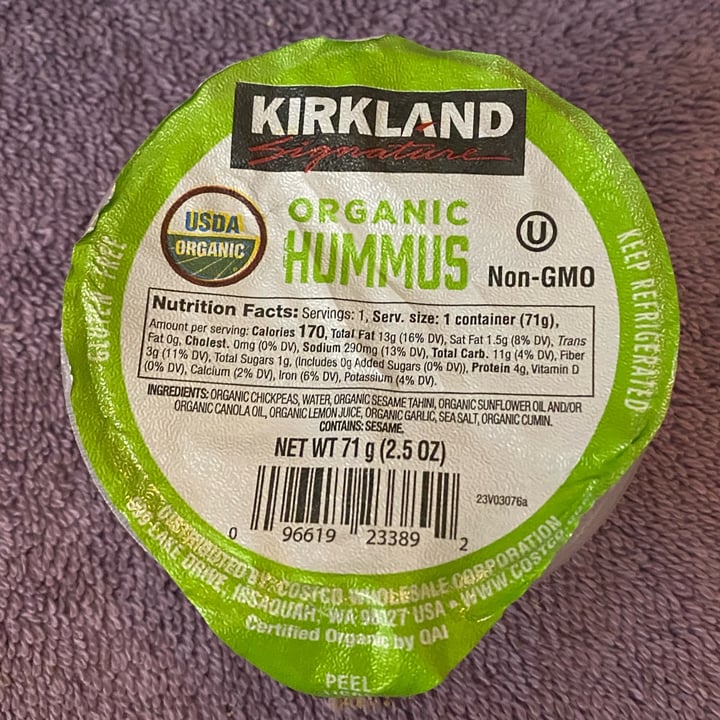 photo of Kirkland Signature Organic Hummus shared by @thedarktower on  22 Jan 2023 - review