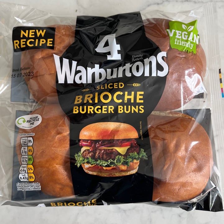 photo of Warburtons 4 Sliced Brioche Burger Buns shared by @alistar on  14 Jul 2023 - review