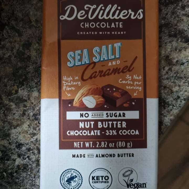 photo of De Villiers Chocolate Sea Salt and Caramel no added sugar shared by @danielladaniella on  19 Apr 2023 - review
