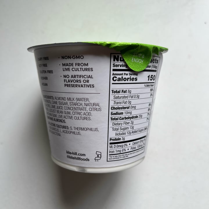 photo of Kite Hill Artisan Key Lime Almond Milk Yogurt shared by @kyu on  04 Mar 2023 - review