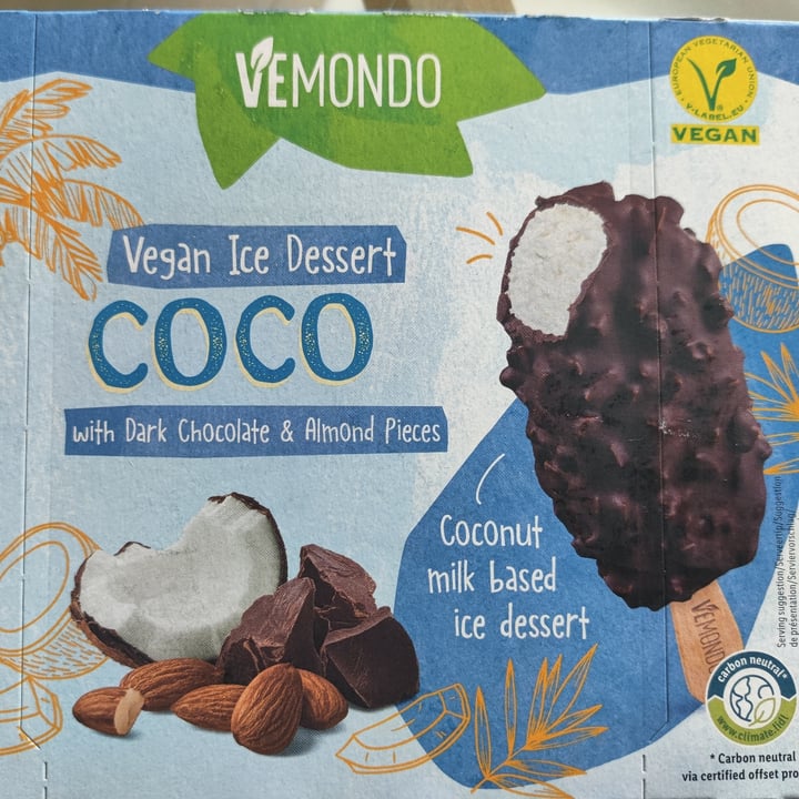 photo of Vemondo Vegan Ice Dessert Coconut with Dark Chocolate & Almonds shared by @fez3 on  04 Aug 2023 - review
