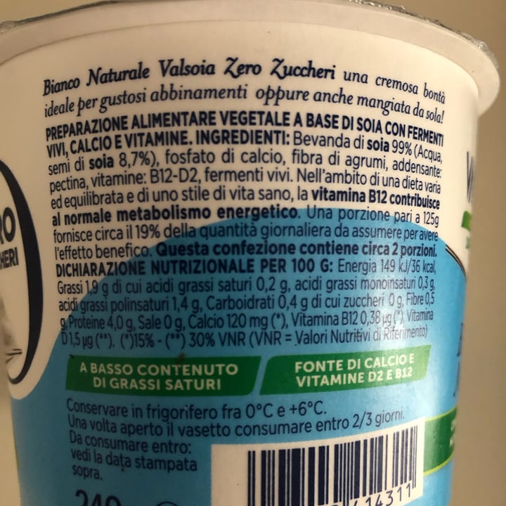 photo of Valsoia yogurt zero zuccheri bianco naturale shared by @pistacchina on  06 Jun 2023 - review