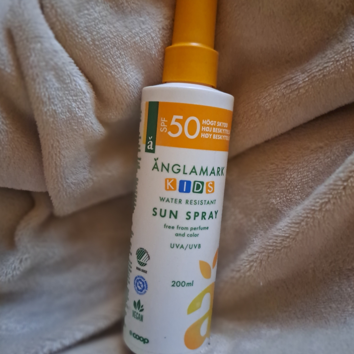 SPF 50 Kids Water Resistant Sun Spray from Änglamark - Vegan Product ...