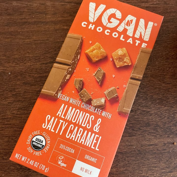 photo of VGAN Chocolate Vegan White Chocolate With Almonds And Salty Caramel shared by @superswede on  30 Jan 2023 - review