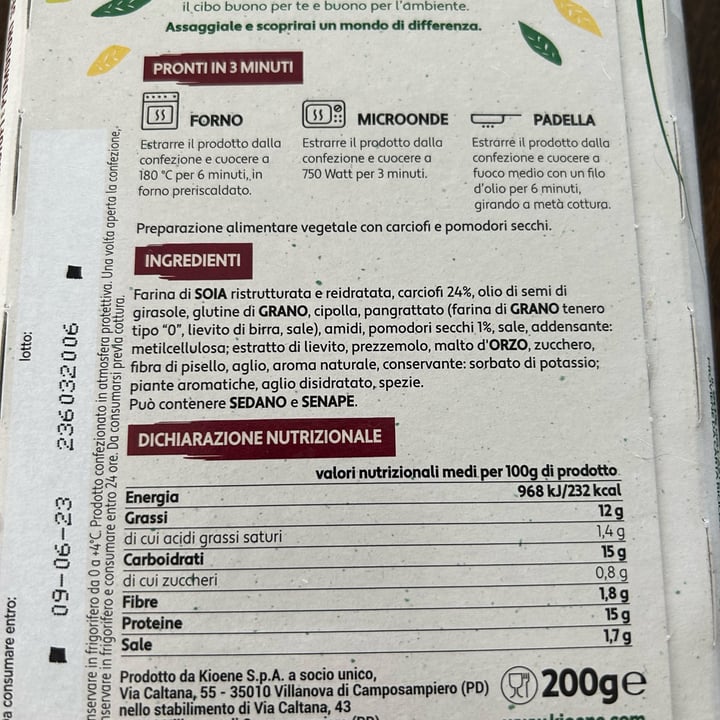 photo of Kioene Burger ai carciofi e pomodori secchi shared by @ele91mem on  19 Jul 2023 - review
