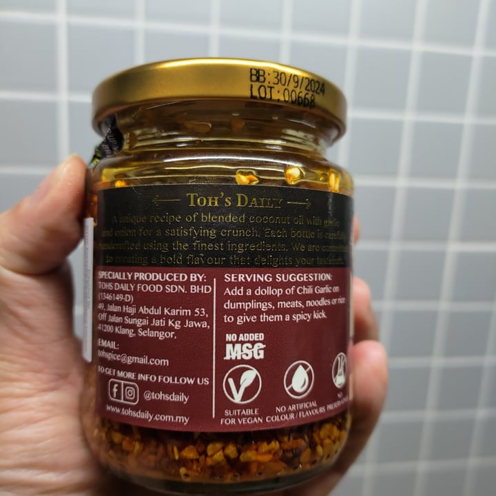 photo of Toh's Daily Chili Garlic shared by @stevenneoh on  08 Aug 2023 - review