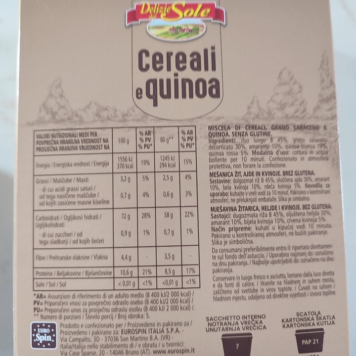 photo of Delizie dal Sole Cereali e quinoa shared by @luiveg on  05 Mar 2023 - review