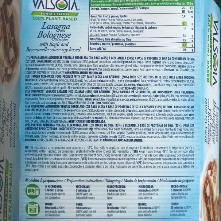 photo of Valsoia Lasagna Bolognese Meat Free shared by @eml on  07 Aug 2023 - review