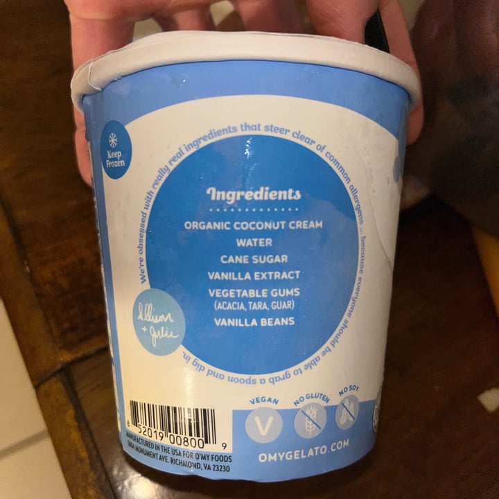 photo of O’my Vanilla Bean Dairy Free Gelato shared by @vegangma on  01 Mar 2023 - review