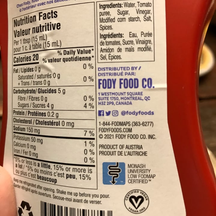 photo of Fody Foods Ketchup shared by @maryanarch on  10 Feb 2023 - review