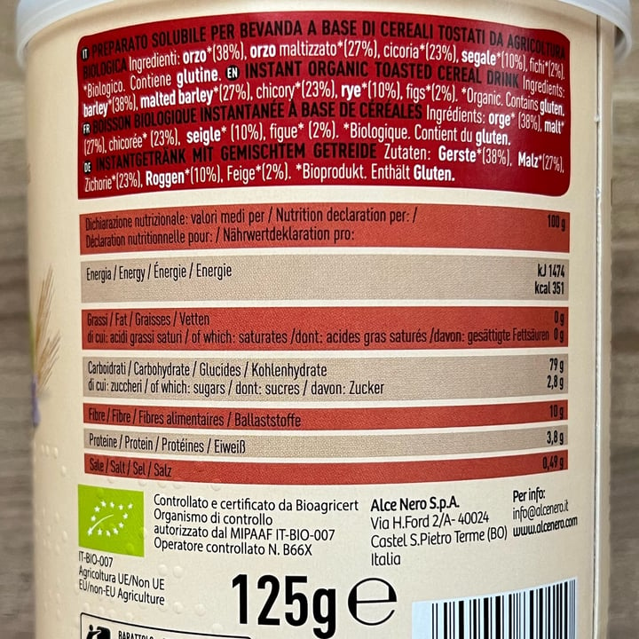 photo of Alce Nero Orzo mix solubile con cereali, cicoria e fichi shared by @alessiof91 on  12 Mar 2023 - review