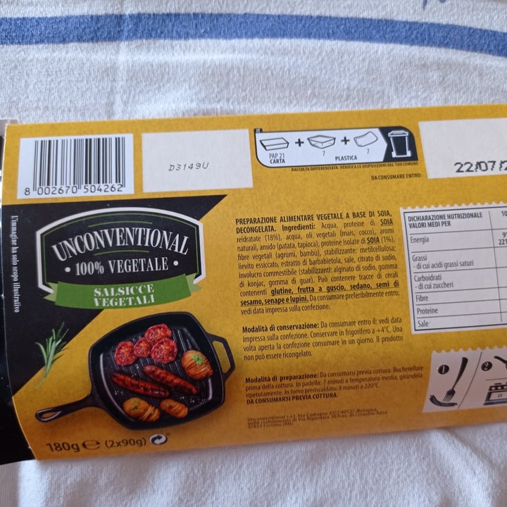photo of Unconventional Salsicce Vegetali - Sausages shared by @susannatuttapanna on  11 Jul 2023 - review