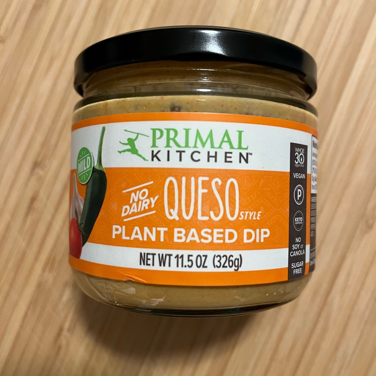 Primal Kitchen Plant Based Dip, No Dairy, Queso Style, Mild - 11.5 oz
