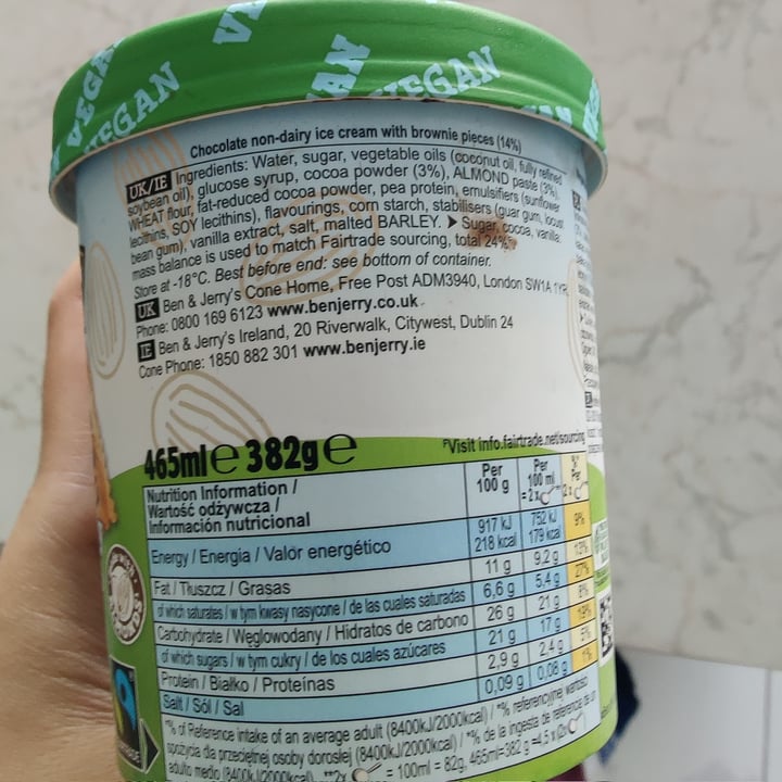 photo of Ben & Jerry's Chocolate Fudge Brownie Non-Dairy Ice Cream shared by @lukasser on  30 Mar 2023 - review