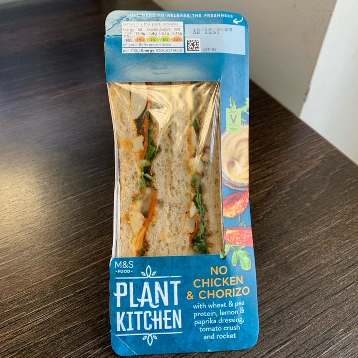 photo of Plant Kitchen (M&S) No Chicken & Chorizo Sandwich shared by @bolpar12 on  15 Aug 2023 - review