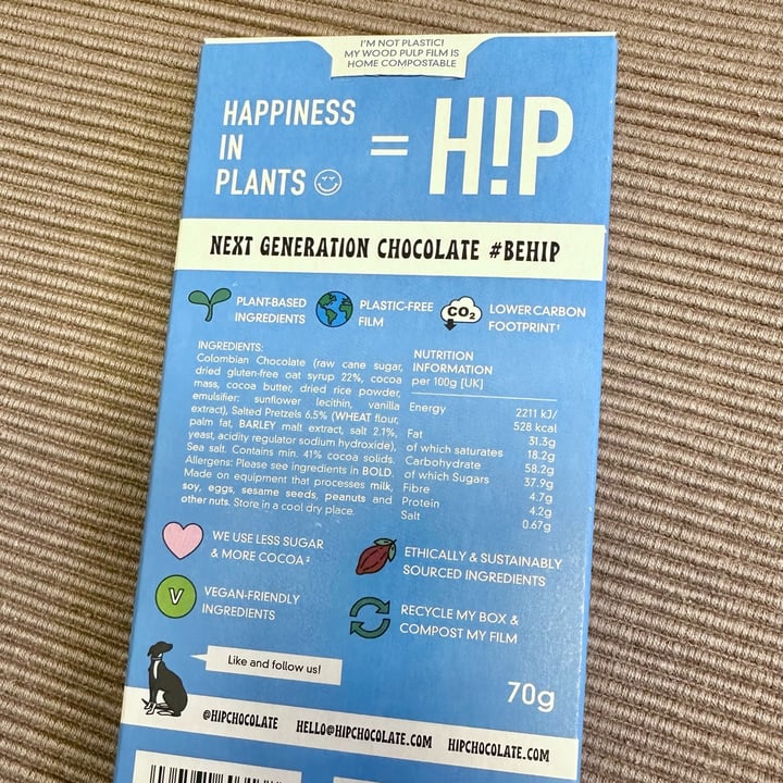 photo of HIP (H!P) Salty Pretzels Oat M!lk Chocolate Bar shared by @vanille on  30 Jun 2023 - review