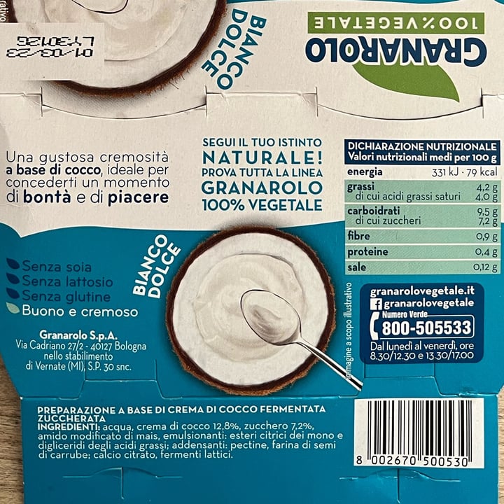 photo of Granarolo Yogurt Di Cocco Bianco Dolce shared by @alessiof91 on  29 Mar 2023 - review