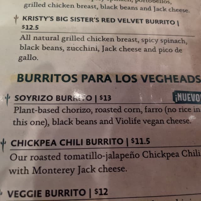 Photo of the dish “Soyrizo Burrito”