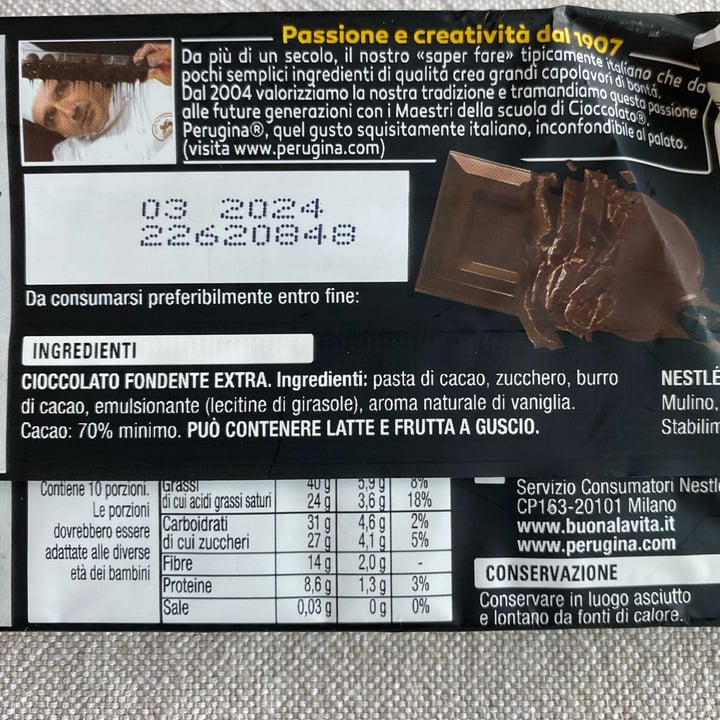 photo of Perugina Gran Blocco 70% cacao fondente extra shared by @aleglass on  22 Jul 2023 - review