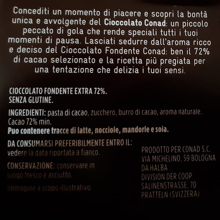 photo of Conad Cioccolato Fondente 72% shared by @consusmall on  09 Feb 2023 - review