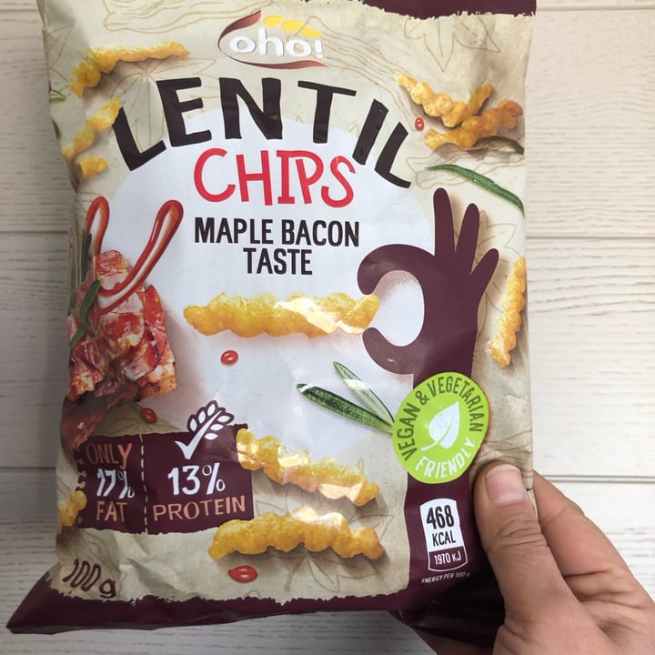 photo of Oho! Lentil Chips Maple Bacon Taste  shared by @violettaplantbased on  10 Feb 2023 - review