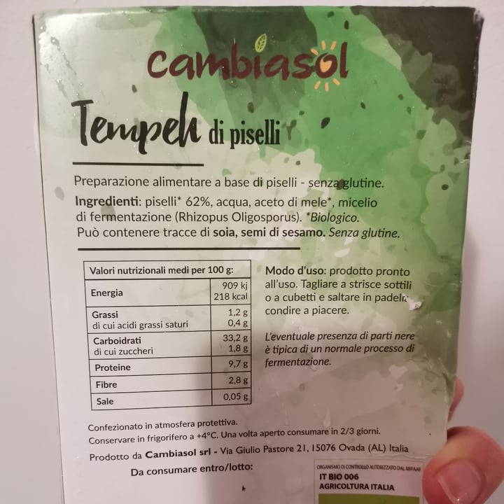 photo of Cambiasol Tempeh di piselli shared by @alifilos on  10 Jun 2023 - review