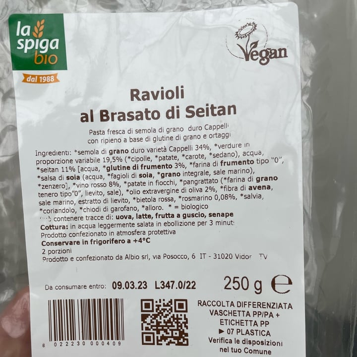 photo of La Spiga Bio Ravioli al brasato di seitan shared by @frasabb on  10 Jan 2023 - review